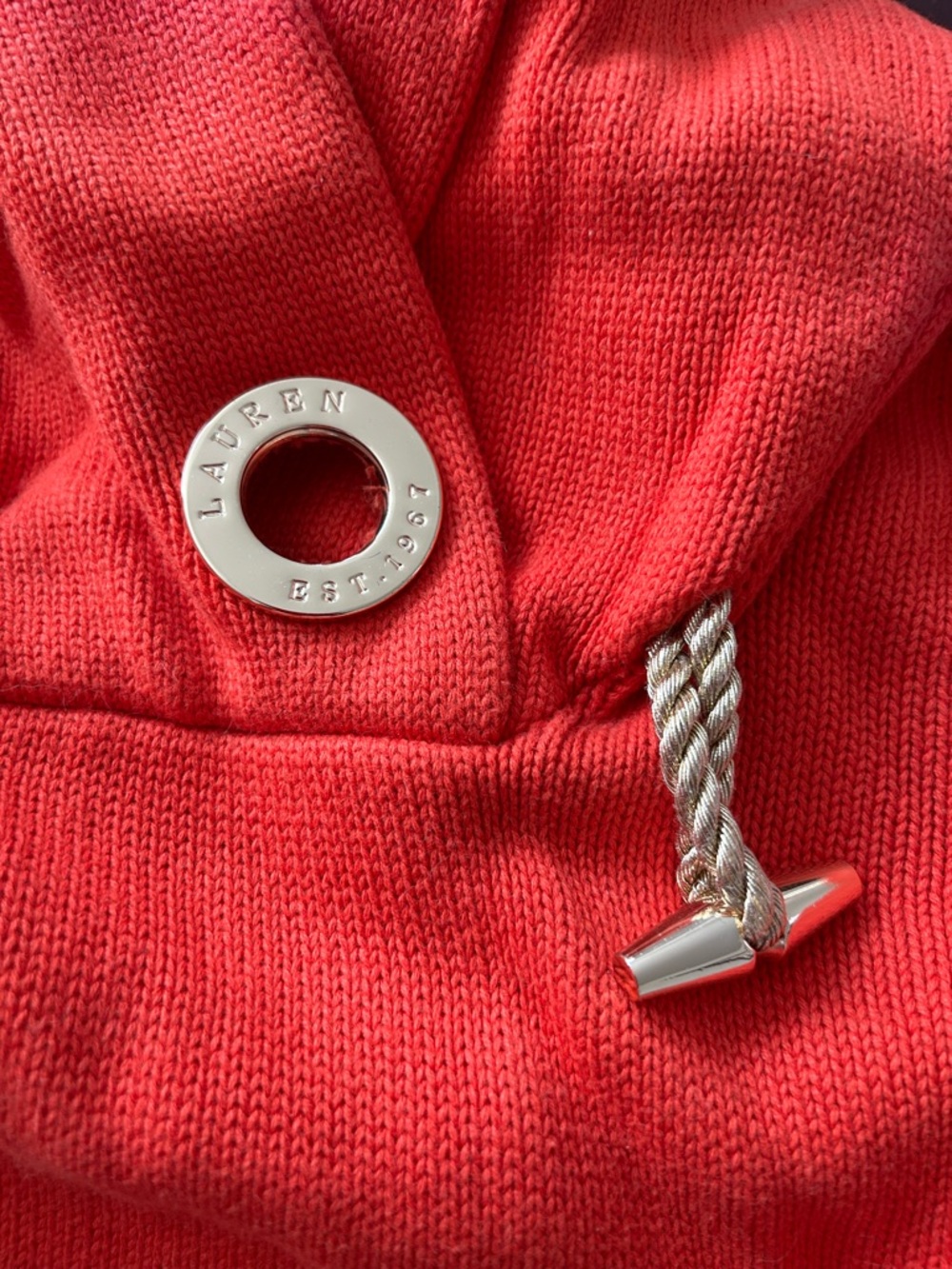 Lauren Ralph Lauren Red Knit Hoodie with Gold-Tone Grommet